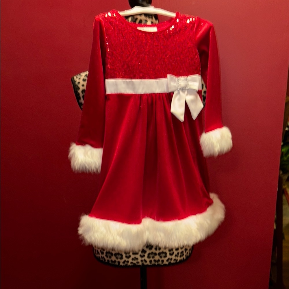 Christmas Dress Bonnie Jean Red and White Long Sleeve Formal